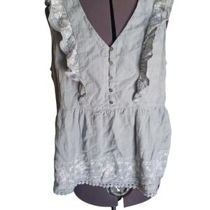 Knox Rose Blue sleeveless ruffled Tunic top, XL